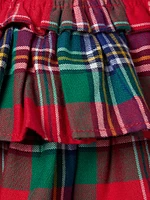 Little Girl's & Tartan Plaid Smocked Top Ruffled Skirt Set