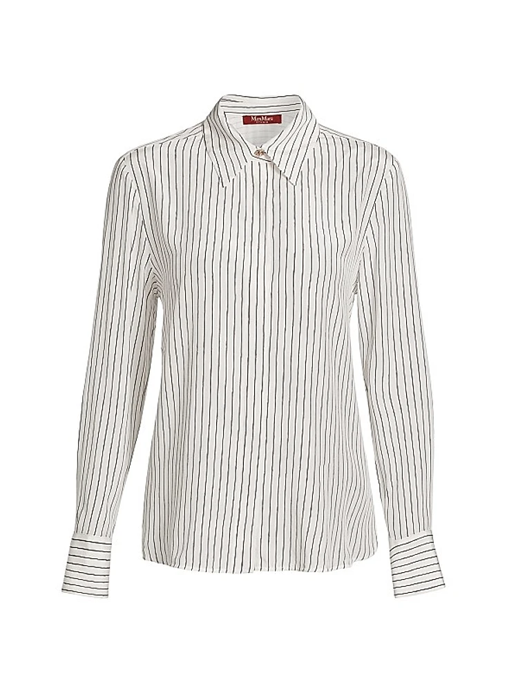 Lama Pinstriped Silk Button-Front Shirt
