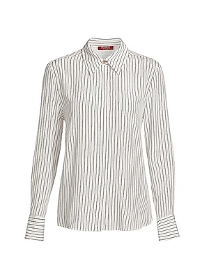 Lama Pinstriped Silk Button-Front Shirt