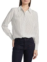 Lama Pinstriped Silk Button-Front Shirt