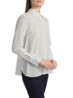 Lama Pinstriped Silk Button-Front Shirt