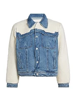 Backbend Faux Shearling Denim Jacket