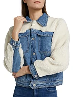 Backbend Faux Shearling Denim Jacket