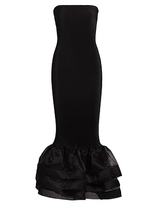 La Fete Ramblas Ruffled Strapless Maxi Dress