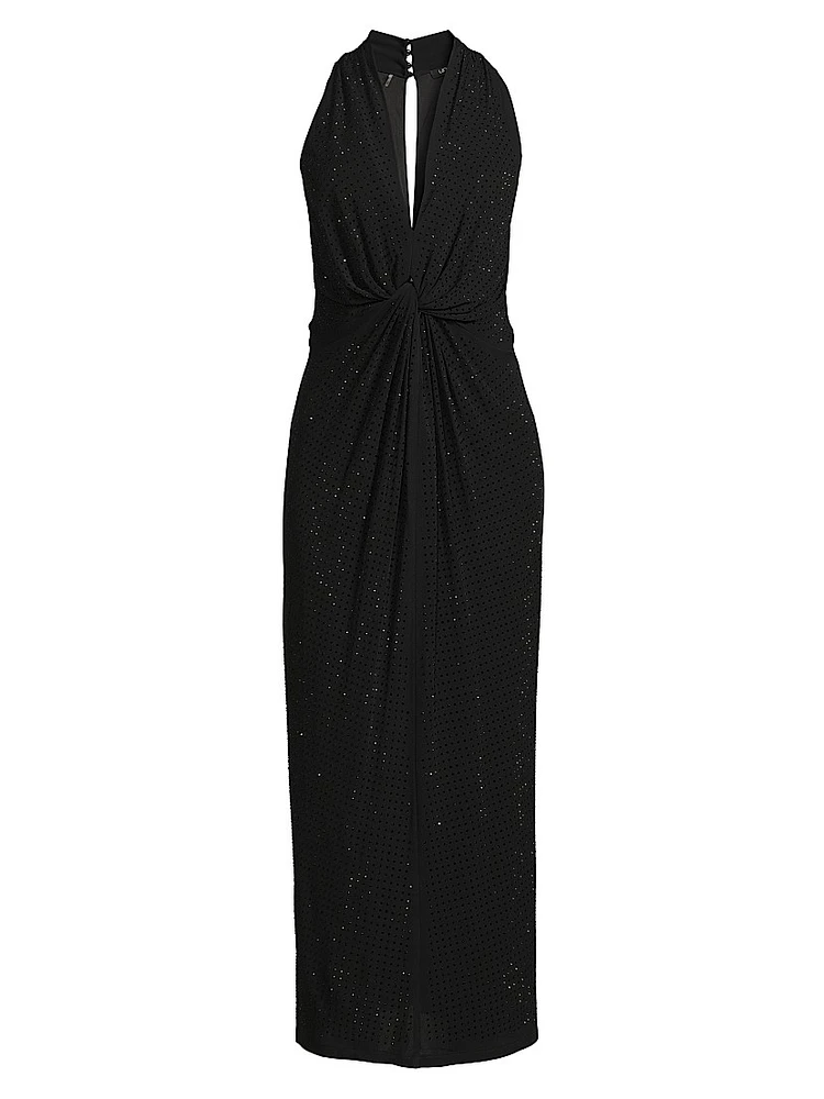 Talia Halter Gathered Cocktail Dress
