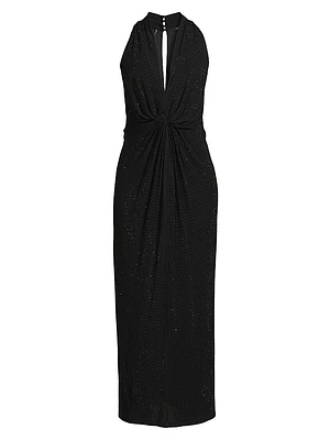 Talia Halter Gathered Cocktail Dress