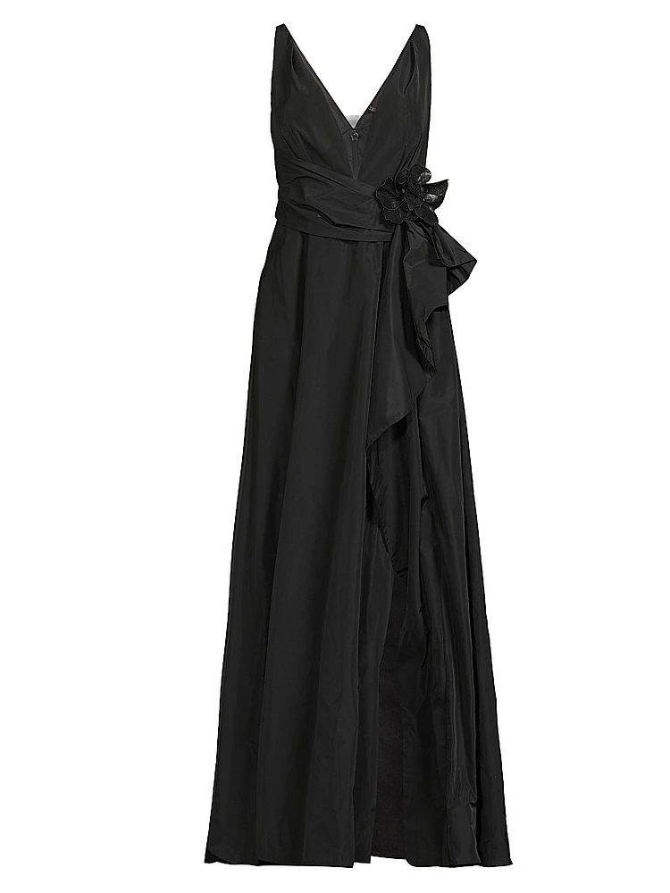 Caro Embellished Satin V-Neck Gown