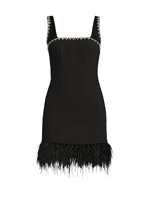 Georgie Feather-Trim Minidress