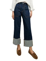Dylan Cuffed High-Rise Straight Jeans