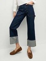 Dylan Cuffed High-Rise Straight Jeans