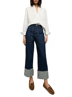 Dylan Cuffed High-Rise Straight Jeans