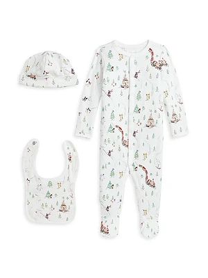 Baby Boy's Footie, Hat & Bib Set