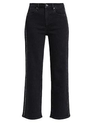 Le Sleek Straight Studded Jeans