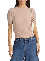 Ruched-Sleeve Cashmere Sweater