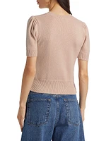 Ruched-Sleeve Cashmere Sweater