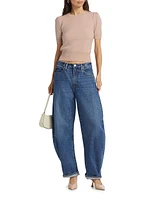 Ruched-Sleeve Cashmere Sweater