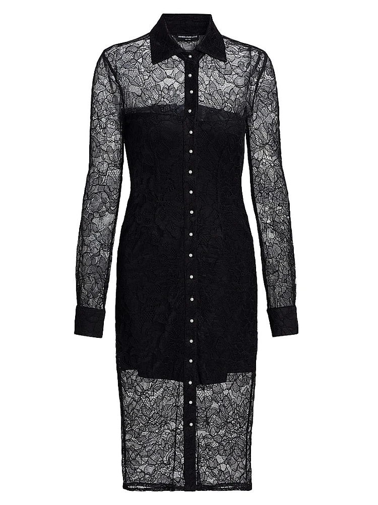 Lorene Lace Button-Front Shirtdress