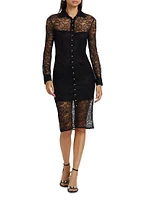 Lorene Lace Button-Front Shirtdress