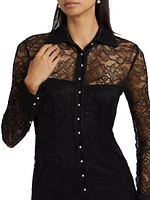 Lorene Lace Button-Front Shirtdress