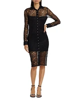 Lorene Lace Button-Front Shirtdress