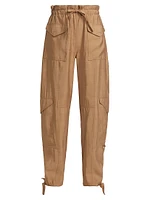 Slub High-Waist Cargo Pants