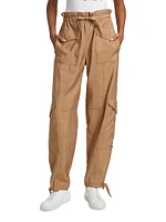 Slub High-Waist Cargo Pants