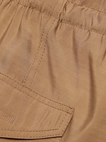 Slub High-Waist Cargo Pants