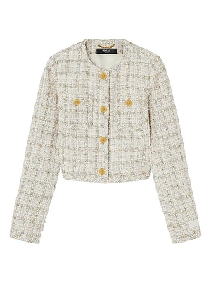 Cotton-Blend Tweed Boxy Jacket