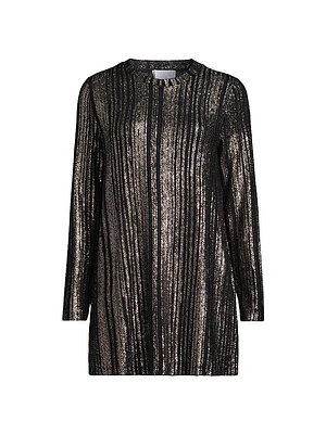 Jenna Metallic Rib-Knit Crewneck Tunic