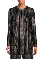 Jenna Metallic Rib-Knit Crewneck Tunic