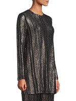 Jenna Metallic Rib-Knit Crewneck Tunic