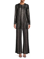 Jenna Metallic Rib-Knit Crewneck Tunic