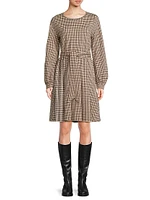 Vetta Houndstooth Jersey Belted Minidress