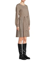 Vetta Houndstooth Jersey Belted Minidress