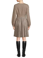 Vetta Houndstooth Jersey Belted Minidress