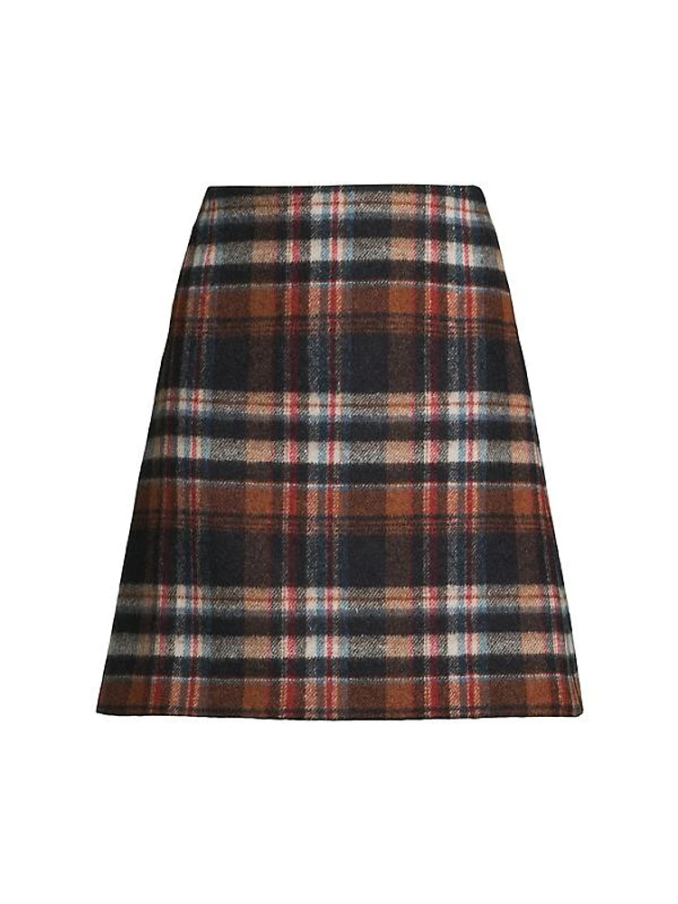 Epoca Plaid Virgin Wool A-Line Miniskirt