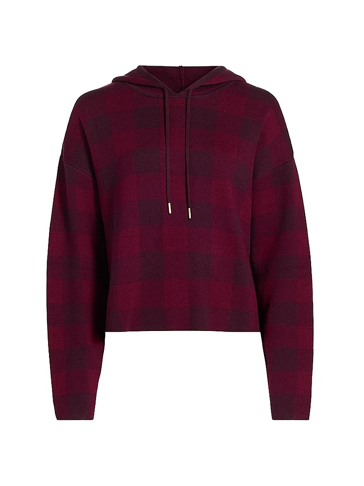 Birdseye Plaid Hooded Sweater