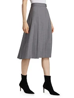 Estella Stretch Virgin Wool Pleated Midi-Skirt