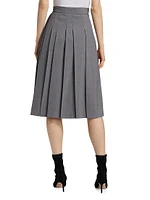 Estella Stretch Virgin Wool Pleated Midi-Skirt