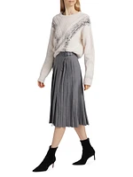 Estella Stretch Virgin Wool Pleated Midi-Skirt