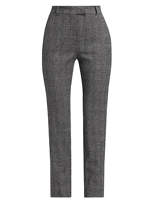 Gerico Plaid High-Rise Straight-Leg Pants