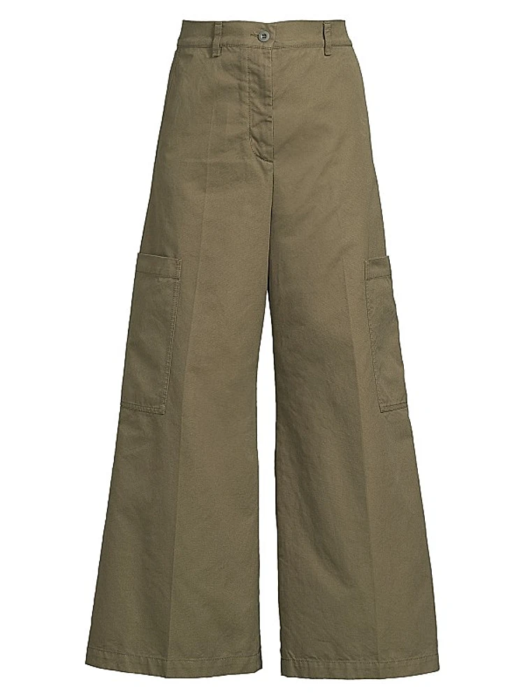 Quiz Cotton Wide-Leg Trousers