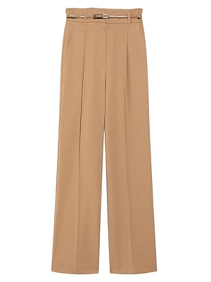 Marusca Belted Wool High-Rise Straight-Leg Pants