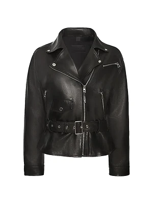 Arielle Leather Belted Jacket