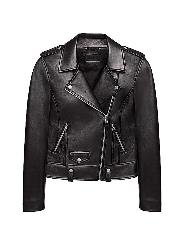 Mergo Tonal Leather Biker Jacket