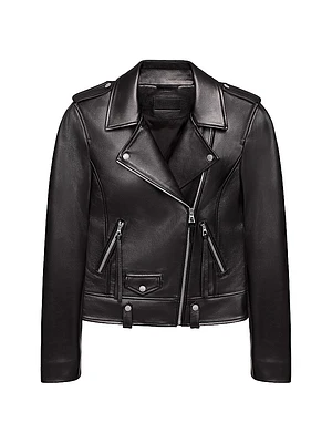 Mergo Tonal Leather Biker Jacket