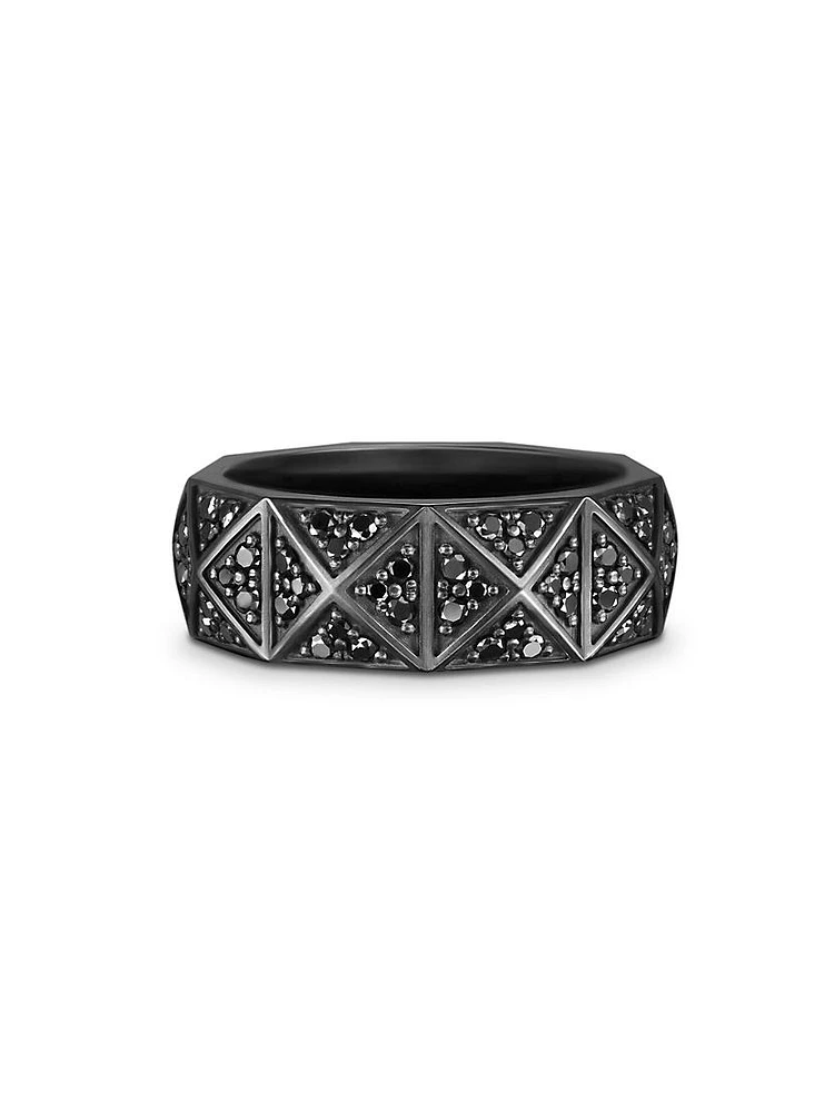 Pyramid Band Ring Black Titanium