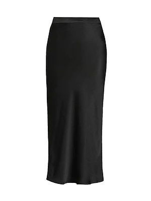 Bias-Cut Satin Midi-Skirt
