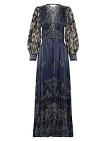 Egypt Silk Empire-Waist Maxi Dress