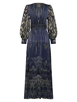 Egypt Silk Empire-Waist Maxi Dress